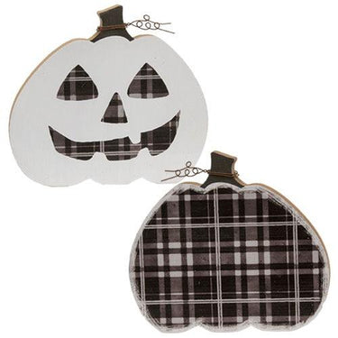 3 Set Buffalo Plaid Reversible Chunky Pumpkin Sitters - The Fox Decor